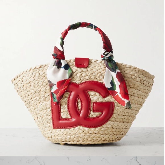 Dolce & Gabbana Maiolica Kendra D&G raffia straw tote shoulder bag - Picture 1 of 6